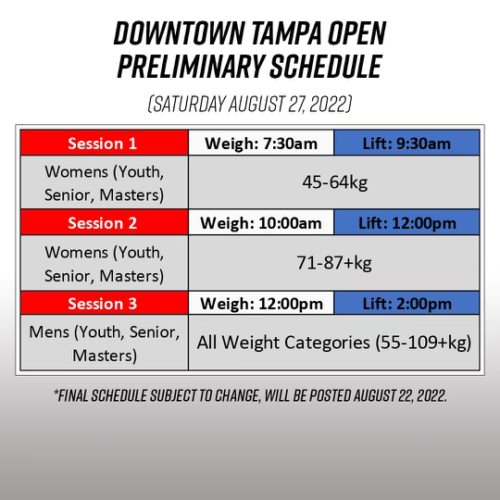 Schedule Tampa Bay Strength and Fitness Expo